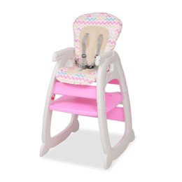 VidaXL Wysokie krzesełko 3 w 1 z różowym stołem