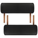 VidaXL Składany stół do masażu z drewnianą ramą, 2 strefy, czarny