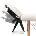 VidaXL Składany stół do masażu z drewnianą ramą, 2 strefy, kremowy