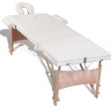 VidaXL Składany stół do masażu z drewnianą ramą, 3 strefy, kremowy
