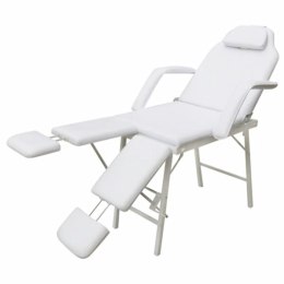 VidaXL Przenośny fotel kosmetyczny, ekoskóra, 185 x 78 x 76 cm, biały