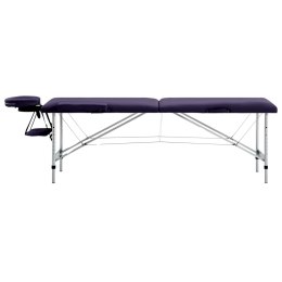 VidaXL Składany stół do masażu, 2-strefowy, aluminiowy, fioletowy
