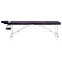 VidaXL Składany stół do masażu, 3-strefowy, aluminiowy, fioletowy