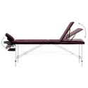 VidaXL Składany stół do masażu, 3 strefy, aluminiowy, winny fiolet