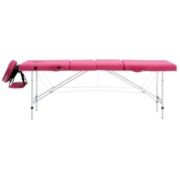 VidaXL Składany stół do masażu, 4-strefowy, aluminiowy, różowy