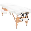 VidaXL Składany stół do masażu o grubości 10 cm, 2-strefowy, biały