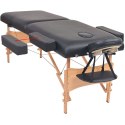 VidaXL Składany stół do masażu ze stołkiem, 2-strefowy, czarny