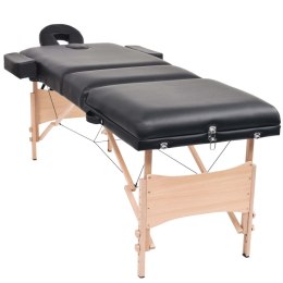 VidaXL Składany stół do masażu ze stołkiem, 3-strefowy, czarny
