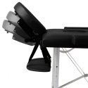 VidaXL Składany stół do masażu z aluminiową ramą, 2 strefy, czarny