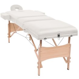 VidaXL Składany stół do masażu ze stołkiem, 3-strefowy, biały