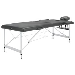 VidaXL Stół do masażu, 2-strefowy, aluminiowa rama, antracyt 186x68 cm