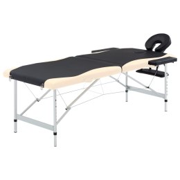 VidaXL Składany stół do masażu, 2-strefowy, aluminiowy, czarno-beżowy