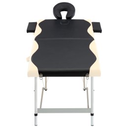 VidaXL Składany stół do masażu, 2-strefowy, aluminiowy, czarno-beżowy