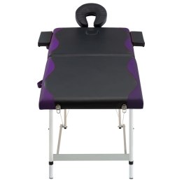 VidaXL Składany stół do masażu 2-strefowy, aluminium, czarno-fioletowy