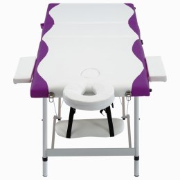 VidaXL Składany stół do masażu, 3-strefy, aluminiowy, biało-fioletowy