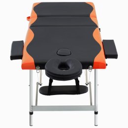 VidaXL 3-strefy, składany stół do masażu, aluminium czarny i pomarańcz