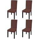VidaXL Elastyczne pokrowce na krzesła w prostym stylu, 4 szt., brązowe