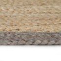 VidaXL Ręcznie wykonany dywanik, juta, szara krawędź, 150 cm