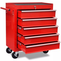 VidaXL Wózek narzędziowy/warsztatowy z 5 szufladami, czerwony