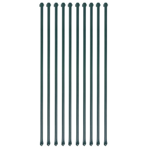 VidaXL Słupki ogrodzeniowe, 10 szt., 1 m, metalowe, zielone