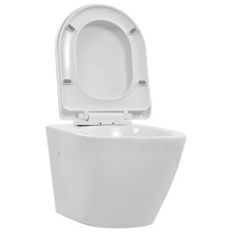 VidaXL Wisząca toaleta bez kołnierza, ceramiczna, biała
