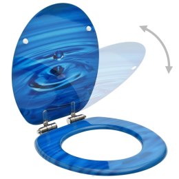 VidaXL Deska klozetowa wolnoopadająca, MDF, wzór niebieska kropla wody