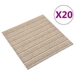VidaXL Podłogowe płytki dywanowe, 20 szt., 5 m², 50x50 cm, beżowe pasy