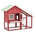 VidaXL Domek dla królika, czerwono-biały 140x63x120 cm, drewno jodłowe