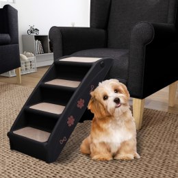 VidaXL Składane schodki dla psa, czarne, 62 x 40 x 49,5 cm