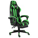 VidaXL Fotel dla gracza z podnóżkiem, czarno-zielony, sztuczna skóra