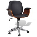 VidaXL Fotel biurowy, gięte drewno i sztuczna skóra