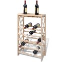 VidaXL Drewniany stojak na 25 butelek wina, lite drewno jodłowe