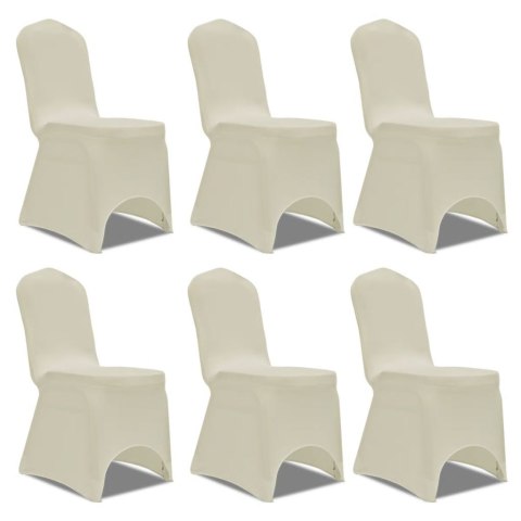 VidaXL Elastyczne pokrowce na krzesła, 6 szt., kremowe