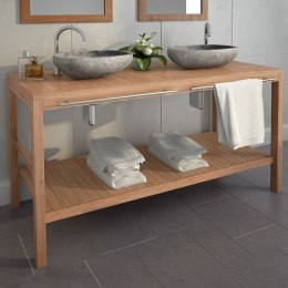 VidaXL Szafka łazienkowa pod 2 umywalki, drewno tekowe, 132x45x75 cm