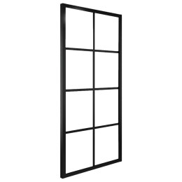 VidaXL Drzwi przesuwne, aluminium i szkło ESG, 76x205 cm, czarne