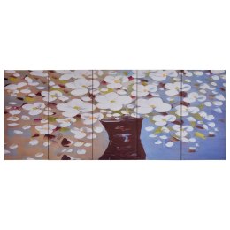 VidaXL Zestaw obrazów z kwiatami w wazonie, kolorowy, 150x60 cm