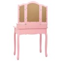 VidaXL Toaletka ze stołkiem, różowa, 80x69x141 cm, drewno paulowni