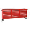 VidaXL Wózek narzędziowy, 21 szuflad, stalowy, czerwony