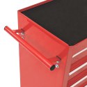 VidaXL Wózek narzędziowy z 10 szufladami, stalowy, czerwony