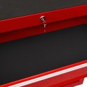 VidaXL Wózek narzędziowy z 10 szufladami, stalowy, czerwony