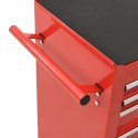 VidaXL Wózek narzędziowy z 14 szufladami, stalowy, czerwony