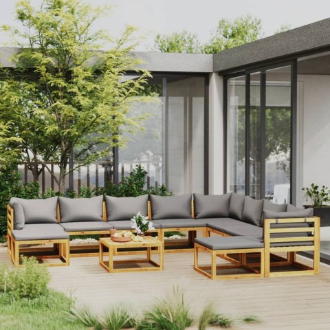 VidaXL 11-cz. zestaw wypoczynkowy do ogrodu, poduszki, drewno akacjowe