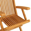 VidaXL Krzesła ogrodowe z zielonymi poduszkami, 3 szt., drewno tekowe