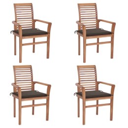 VidaXL Krzesła stołowe z poduszkami taupe, 4 szt., lite drewno tekowe