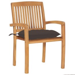 VidaXL Krzesła ogrodowe, 2 szt., poduszki w kolorze taupe, tekowe