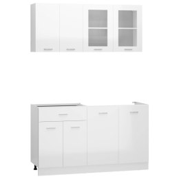VidaXL 4-cz. zestaw szafek kuchennych, wysoki połysk, biały, płyta
