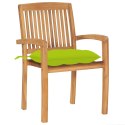 VidaXL Sztaplowane krzesła ogrodowe z poduszkami, 8 szt., tekowe