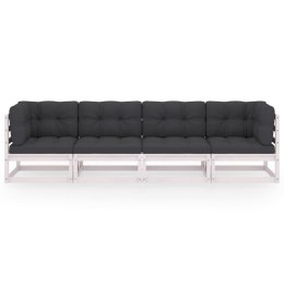 VidaXL 4-osobowa sofa ogrodowa z poduszkami, lite drewno sosnowe