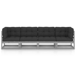 VidaXL 4-osobowa sofa ogrodowa z poduszkami, lite drewno sosnowe