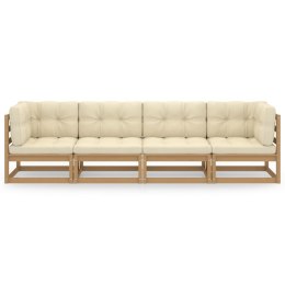 VidaXL 4-osobowa sofa ogrodowa z poduszkami, lite drewno sosnowe